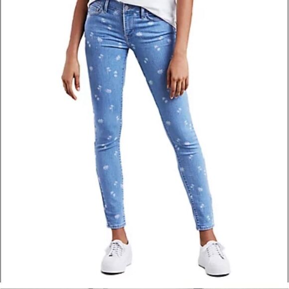 Levi’s 710 Super Skinny Palm Print Light Blue Jeans Size 26 - Picture 3 of 12